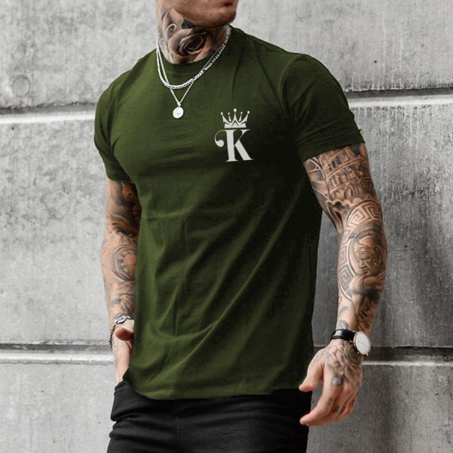 Camiseta masculina casual de manga curta com gola redonda europeia e americana