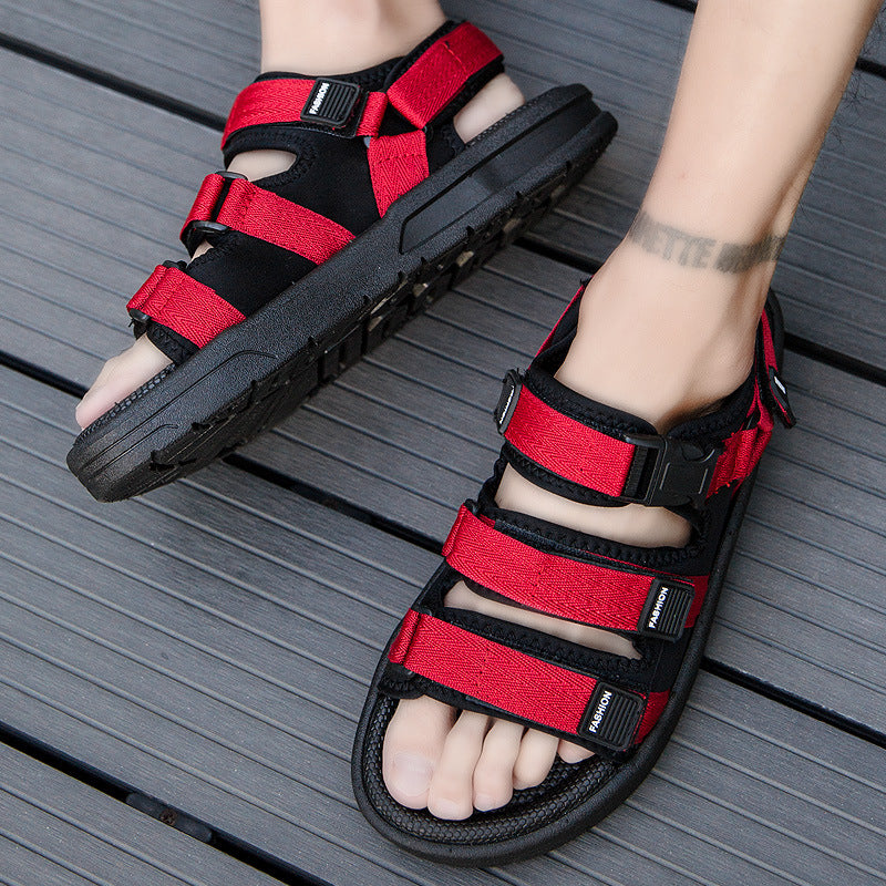Sandália masculina verão nova moda coreana casual usar sapatos de praia