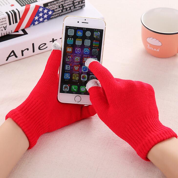 Luvas de malha femininas jacquard touch screen luvas quentes de inverno fashion