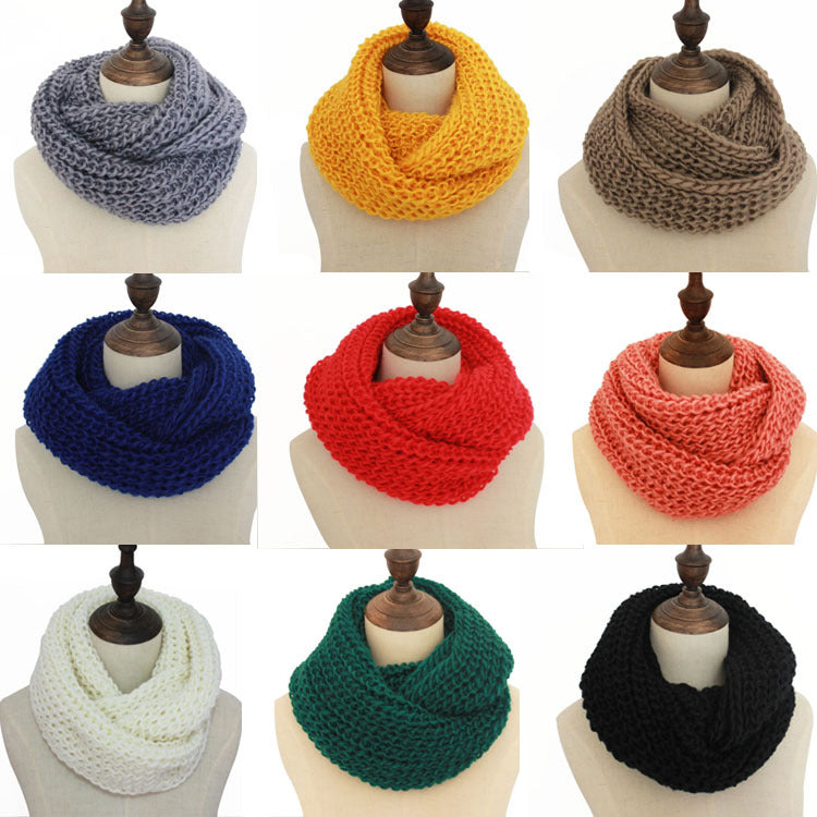Outono e inverno cor sólida pulôver lã malha cachecol