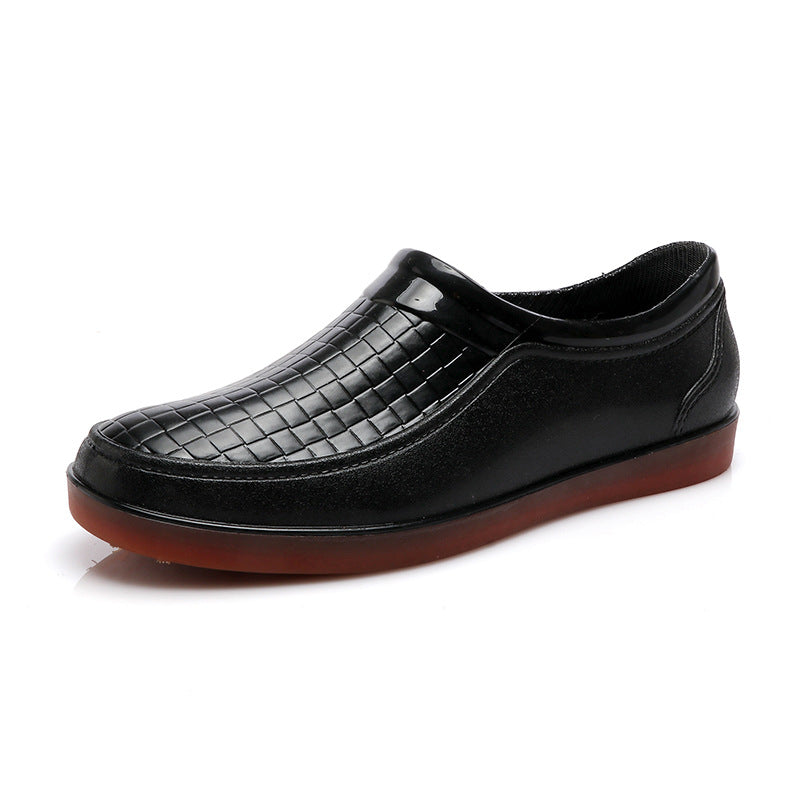Botas de chuva curtas de cano baixo e sola macia masculinas à prova d'água