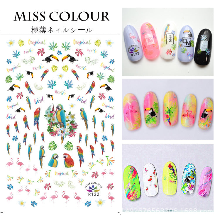 Comércio exterior de ultra-fino tropical pássaro animal Manicure adesivos gomados adesivos de unha Manicure adorno R117-124 modelos de explosão