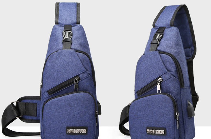 Nova bolsa de ombro masculina, bolsa esportiva de carregamento usb para homens, bolsa de peito para áreas externas, pacote diagonal