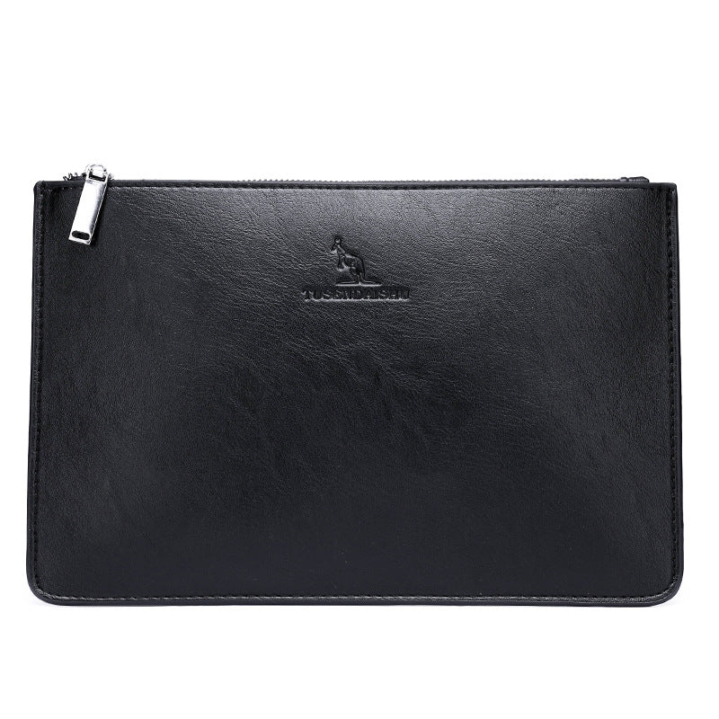 Clutch casual de negócios xadrez de pu macio masculino