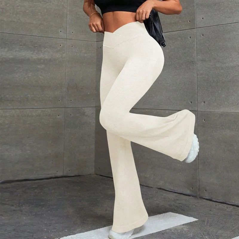 Slim Flare Pants 2025 | Cross Waist, Butt Lift & Stretch Fit