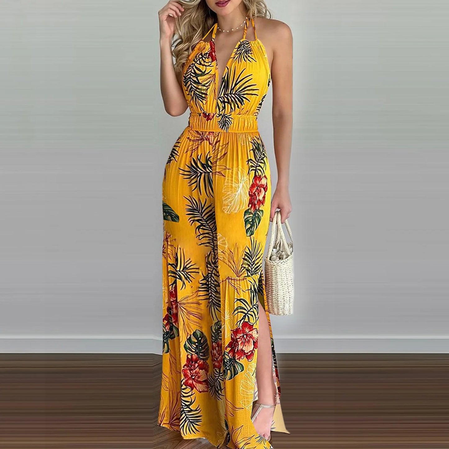 women's jumpsuit with v-neck