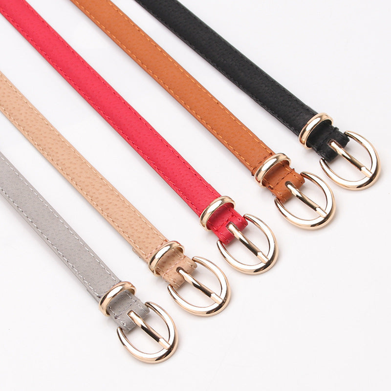 Novo cinto fino casual decorativo de pele de porco para senhoras