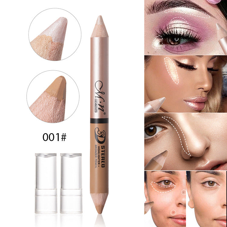 Caneta corretiva de duas pontas, iluminador, caneta One Stroke, dupla utilização, macia, à prova d'água, ilumina o contorno facial, cor, maquiagem descascável