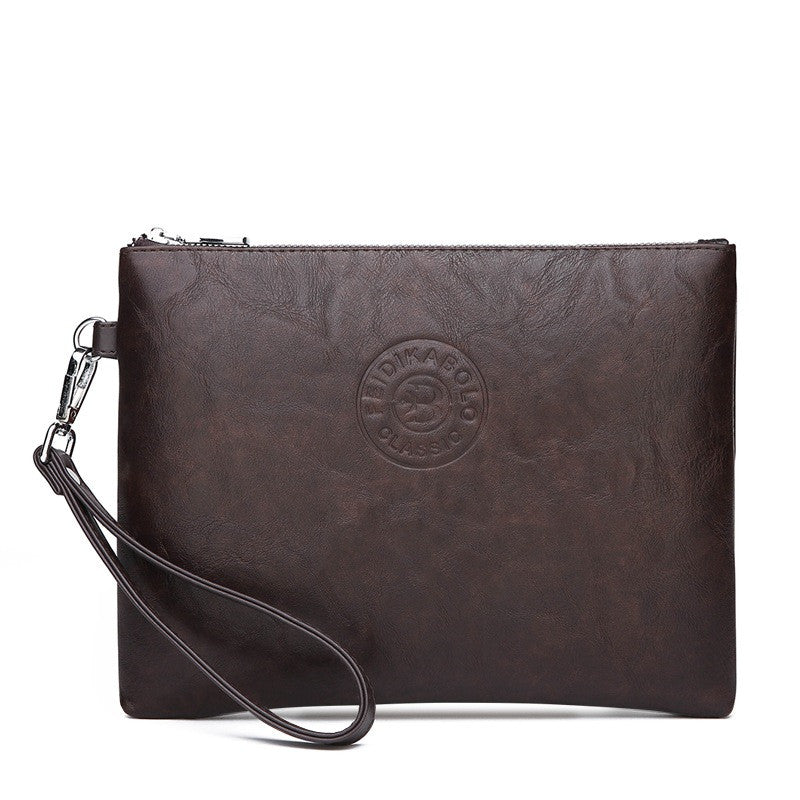 Bolsa de mão masculina casual em couro sintético macio