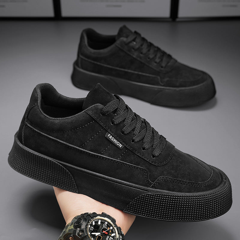 Sapatos casuais de prancha baixos masculinos respiráveis com sola grossa e cadarço para caminhada e corrida