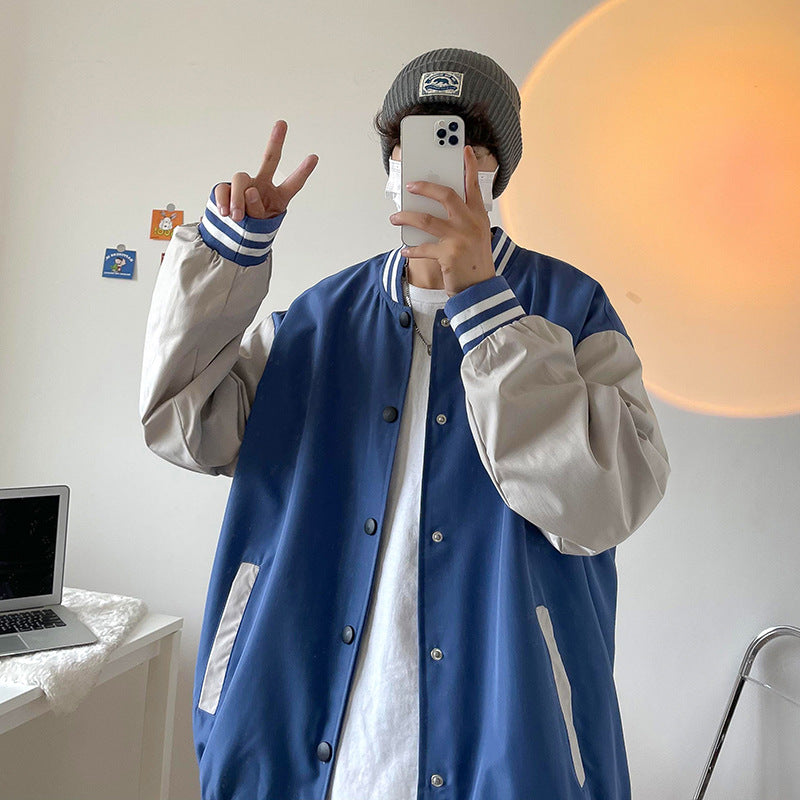 Casual Port Style Loose Baseball Uniform Jacket