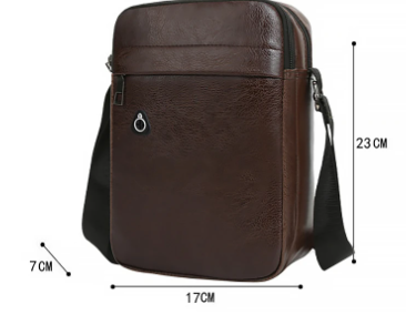 Bolsa de couro PU casual masculina de um ombro oblíqua