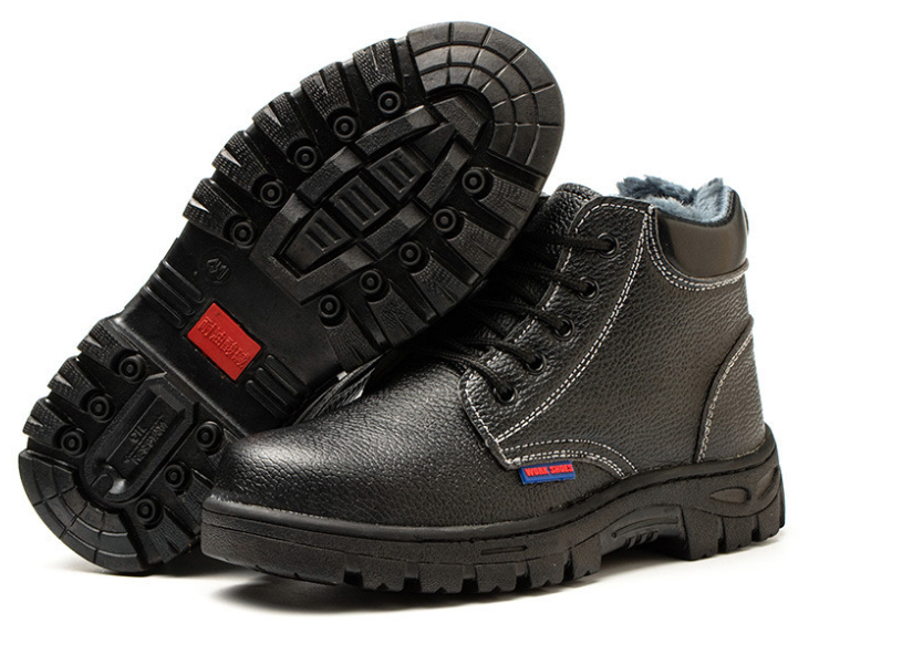 Sapatos de trabalho quentes e à prova de frio de pelúcia de cano alto