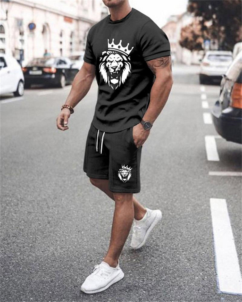 Novo desenho animado 3D impresso camiseta masculina esportes e lazer terno