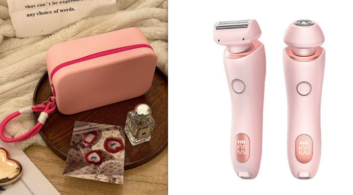 2 em 1 Depilador Depilador USB Recarregável Aparador Feminino Corpo Navalha Rosto Perna Axila Biquíni Mão Barbeador Púbico Removedor de Pelos
