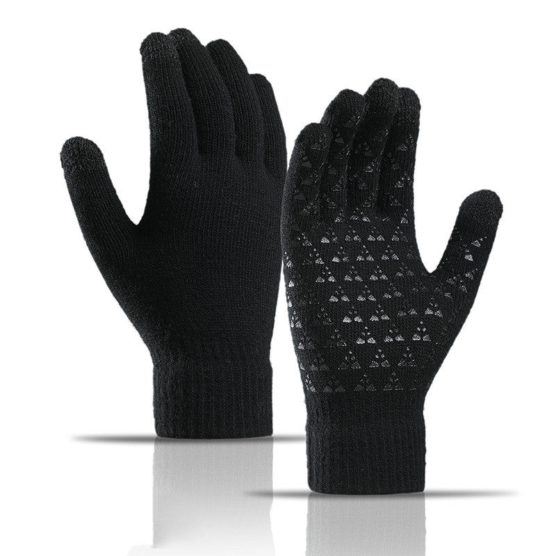 Luvas de malha de inverno para homens e mulheres, quentes, ciclismo, anti-frio, antiderrapante, triangular, offset, luvas quentes