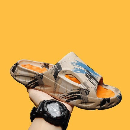 Chinelos Step On Shit Masculinos Verão Massagem Sola Macia Uso Externo Antiderrapante