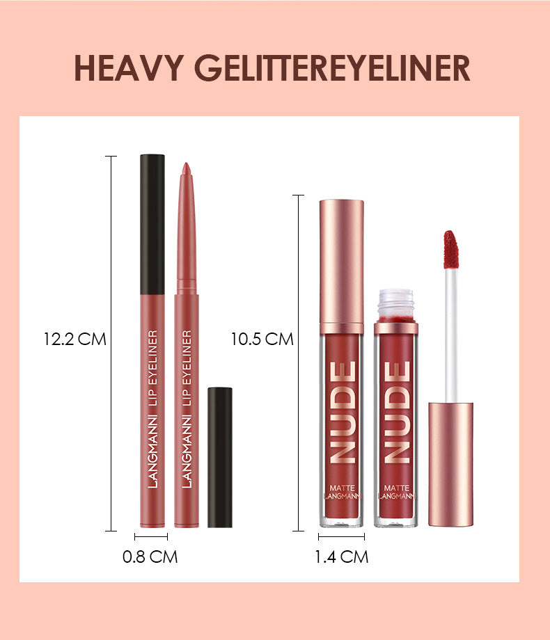 Delineador de lábios e batom, conjunto de 12 peças, 6 batons matte, 6 canetas delineadoras de lábios, à prova d'água, batom matte de longa duração, cosméticos de beleza, maquiagem, presente para meninas, conjunto de batons