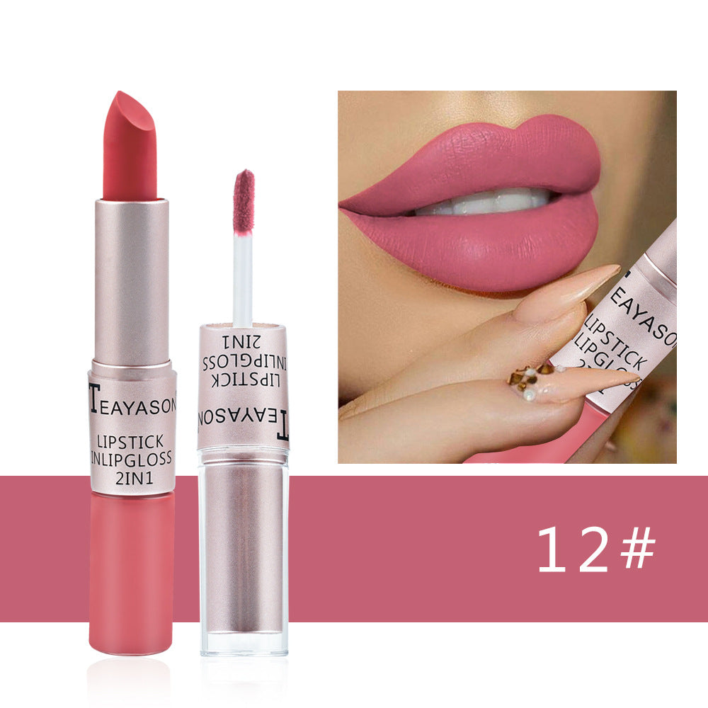 Gloss labial fosco antiaderente de ponta dupla