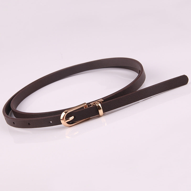 Suéter Cinto Fino Senhoras All-match Pin Fivela PU Cinto Pequeno