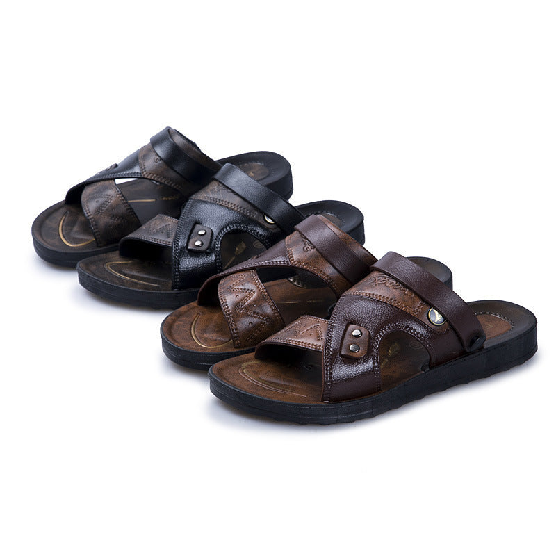 Sapatos de praia casuais masculinos sandálias e chinelos antiderrapantes de uso duplo