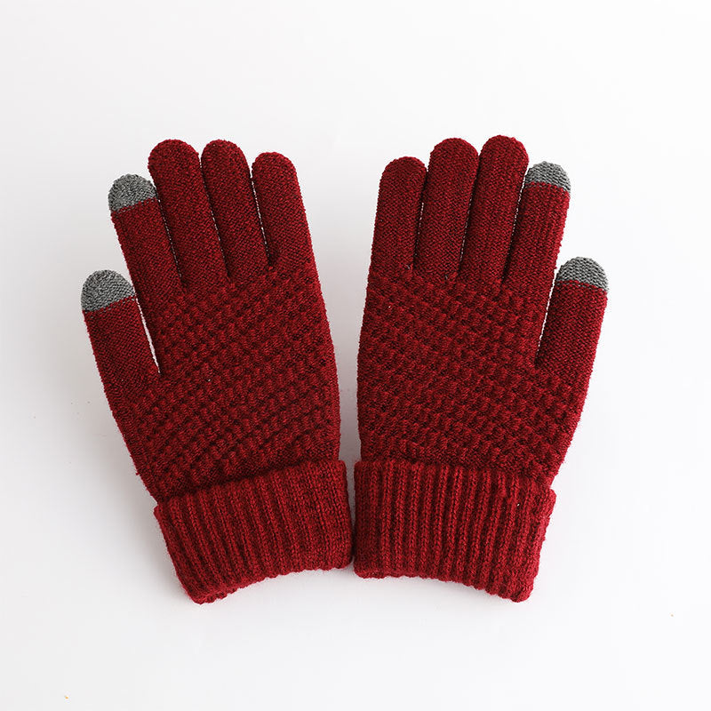 Luvas de jacquard quentes com tela sensível ao toque para homens e mulheres