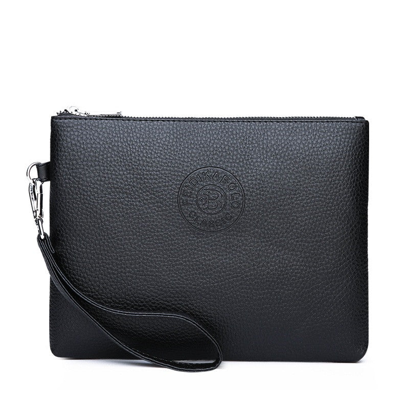 Bolsa de mão masculina casual em couro sintético macio
