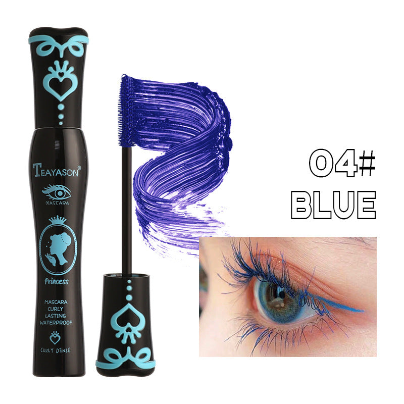 Máscara de cílios feminina espessa e ondulada, antimanchas, azul