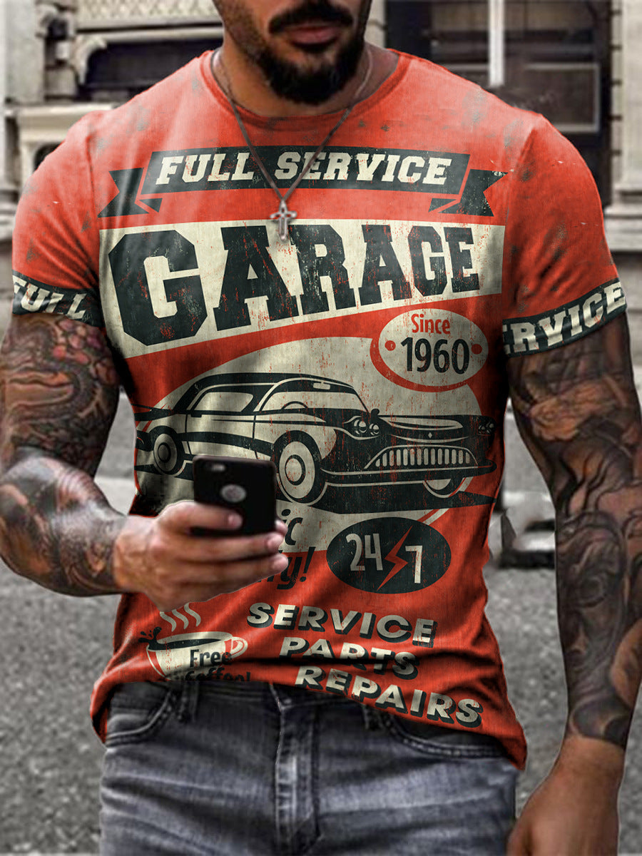 Camiseta esportiva masculina com gola redonda e estampada para jovens