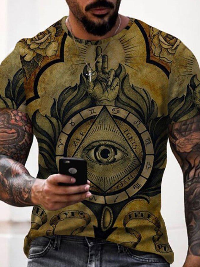 Camiseta esportiva masculina com gola redonda e estampada para jovens