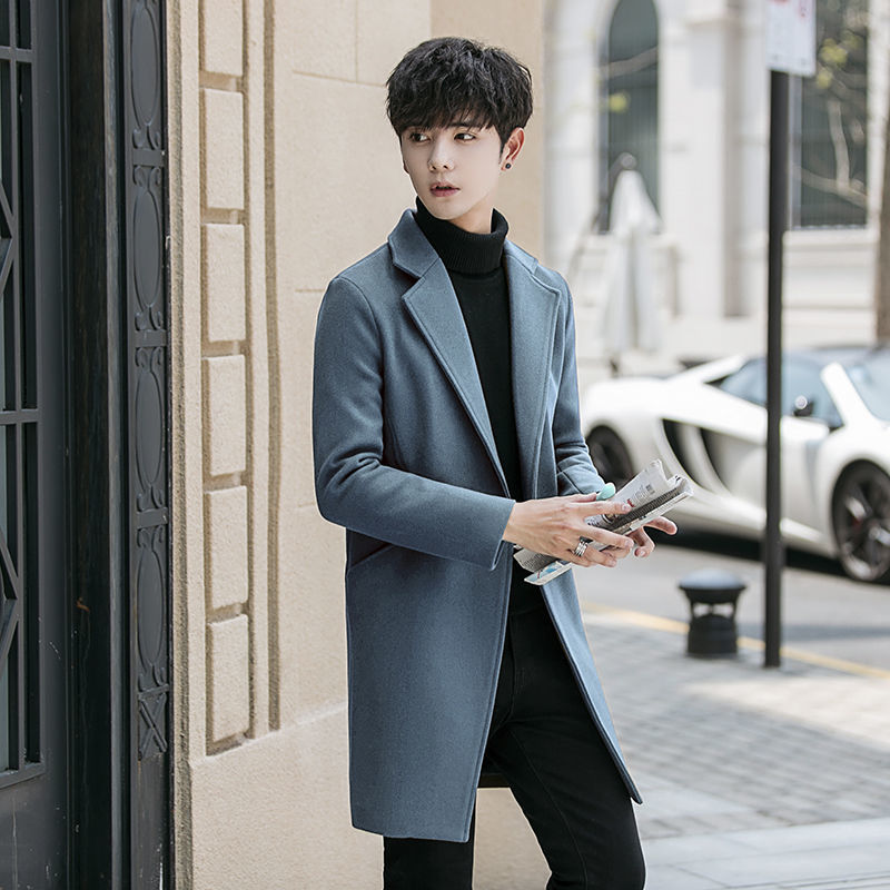 Sobretudo masculino de lã slim fit