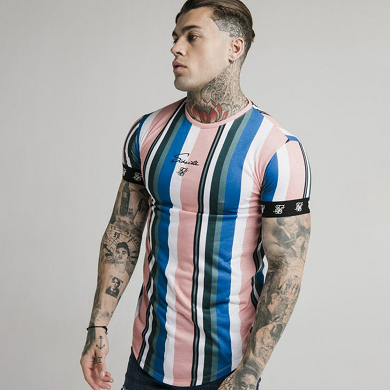 Camiseta esportiva listrada masculina