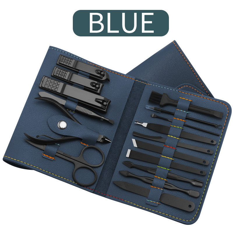 Conjunto de 16 peças de cortador de unhas, aparador, palheta de orelha, kit de cuidados, conjunto de manicure, pedicure, conjunto de ferramentas para arte em unhas dos pés, kits com bolsa