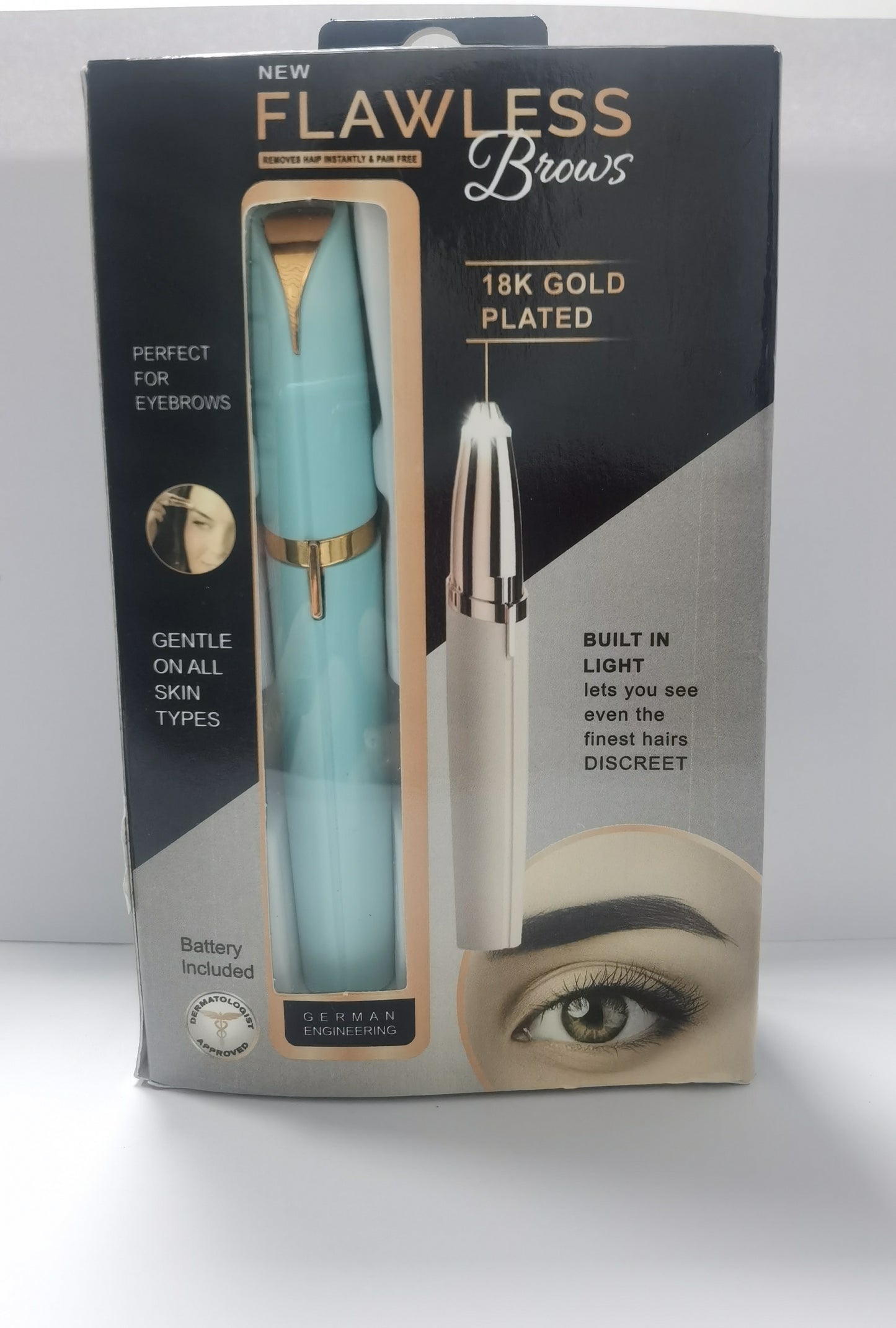 Mini aparador elétrico de sobrancelhas, batom, caneta para sobrancelhas, removedor de pelos, lâmina depiladora indolor com luz LED