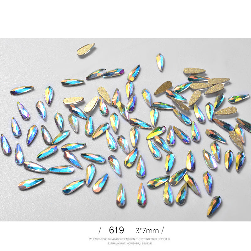 10Pcs 3D Nail Art Strass Longo Gota de Água Em Forma de Glitter Nail Art Decorações Acessórios Unhas Suprimentos