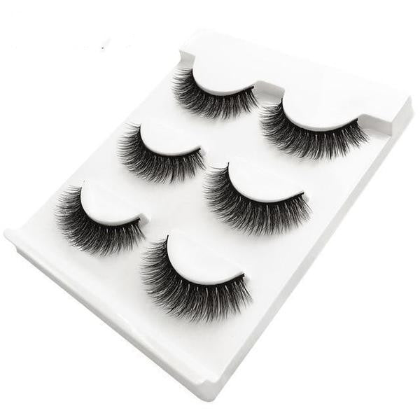 Cílios de vison 3D 3 pares de cílios postiços longos de fibra natural