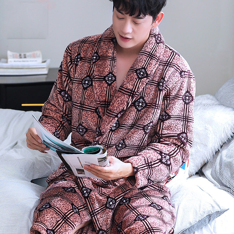 Roupão de inverno Coral Fleece Casal Pijama
