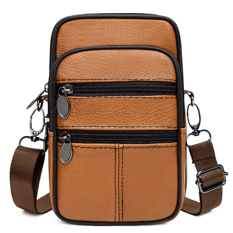 Bolsa transversal casual multifuncional para celular em couro bovino real pequena