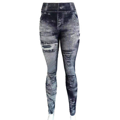 Leggings jeans superelásticas de 9 pontas femininas 
