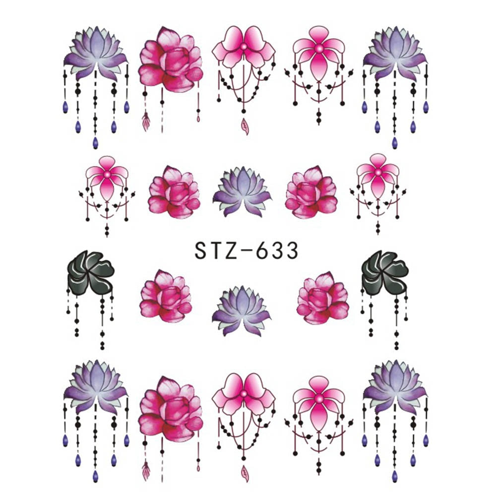1pcs Adesivo de unha Borboleta Flor Transferência de água Decalque Sliders para Nail Art Decoração Tatuagem Manicure Envoltórios Ferramentas Ponta JISTZ508