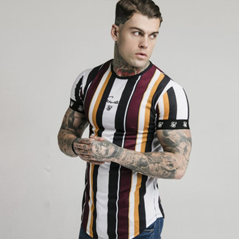 Camiseta esportiva listrada masculina