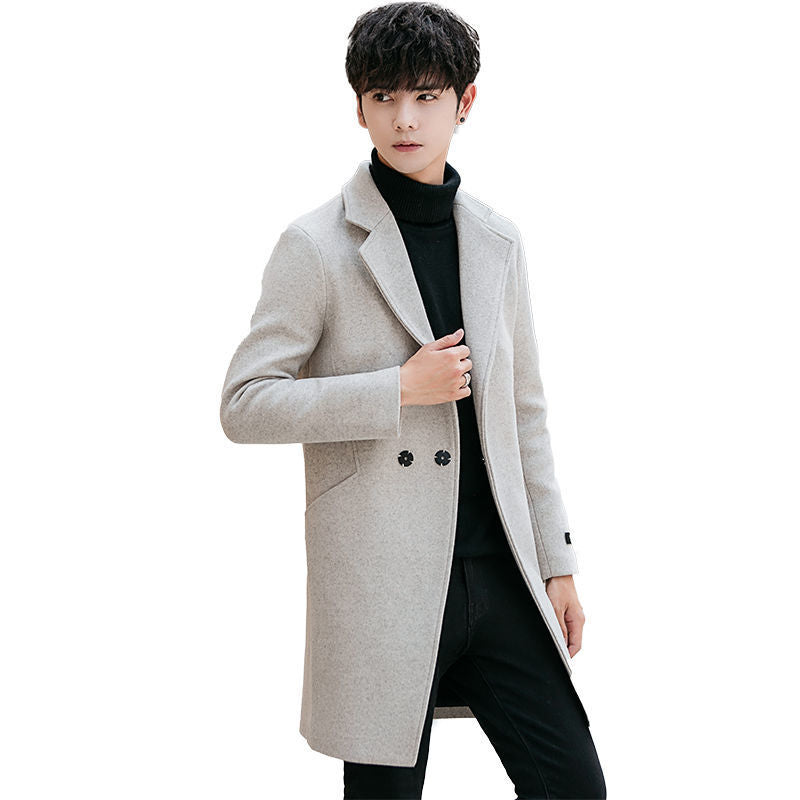 Sobretudo masculino de lã slim fit