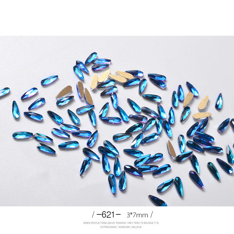 10Pcs 3D Nail Art Strass Longo Gota de Água Em Forma de Glitter Nail Art Decorações Acessórios Unhas Suprimentos
