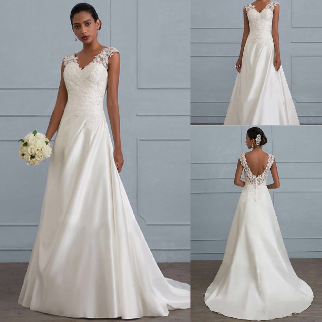 Vestido de noiva com cauda de peixe e decote em V, um ombro só