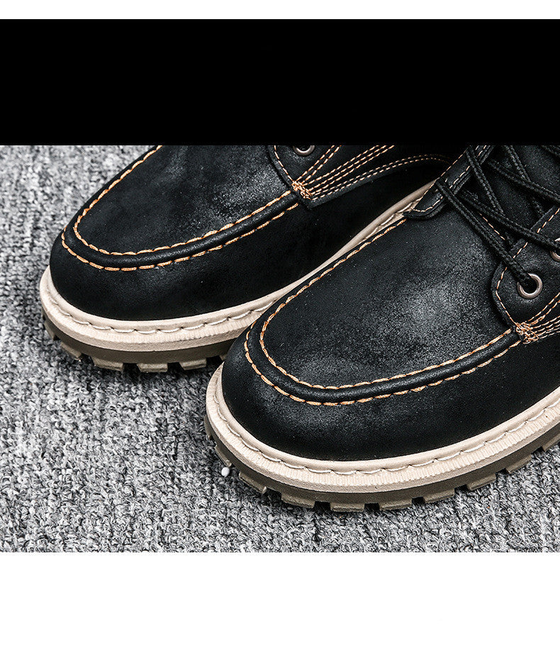 Botas de couro masculinas casuais para trabalho, calçados masculinos quentes para o inverno