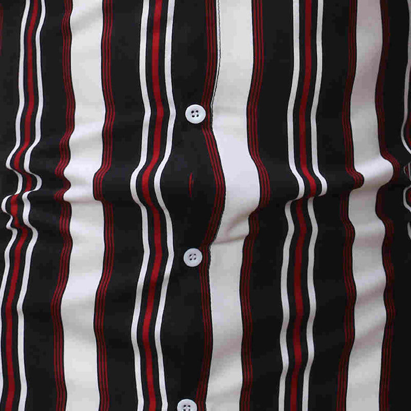 Camisa de manga curta listrada de bloco de cor casual masculina estilo de rua de praia