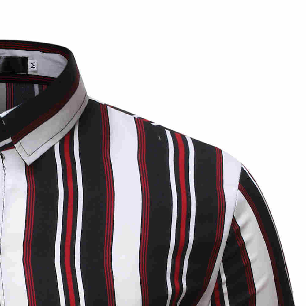 Camisa de manga curta listrada de bloco de cor casual masculina estilo de rua de praia