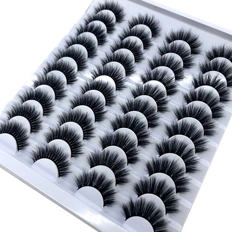 NOVO 20 pares 8-25mm cílios postiços 100 cílios de vison vison