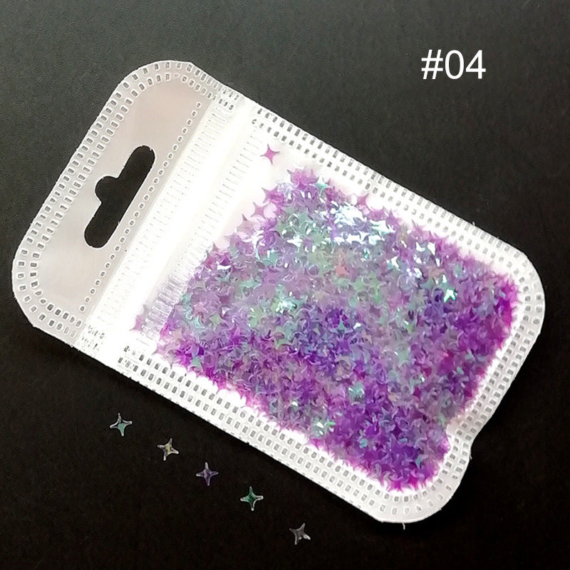 Acessórios para Nail Art Estrela de Quatro Pontas Sinfonia Laser Lantejoulas