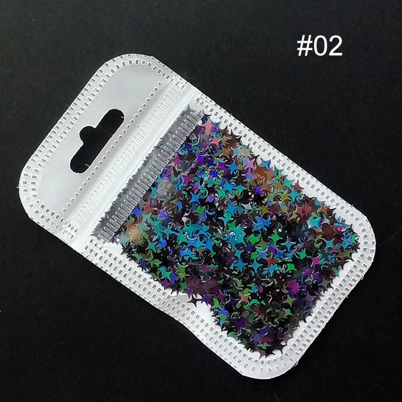 Acessórios para Nail Art Estrela de Quatro Pontas Sinfonia Laser Lantejoulas